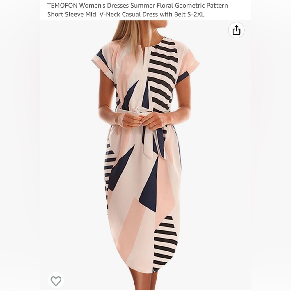 Sumer Geometric MIDI dress. Tie waste. XXL
